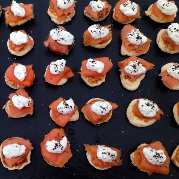 Salmon blinis